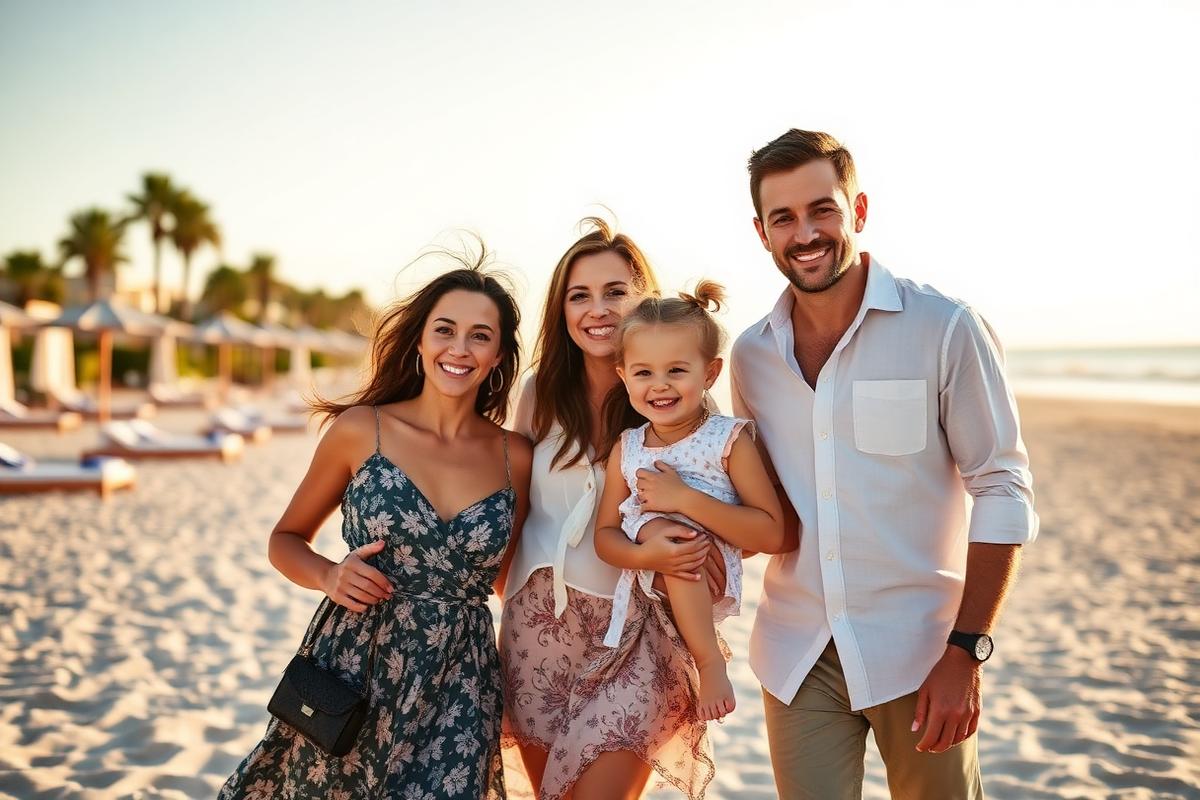 Famille heureuse en vacances